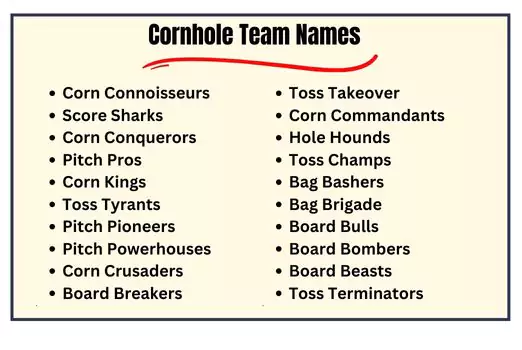 Dirty Cornhole Team Names
